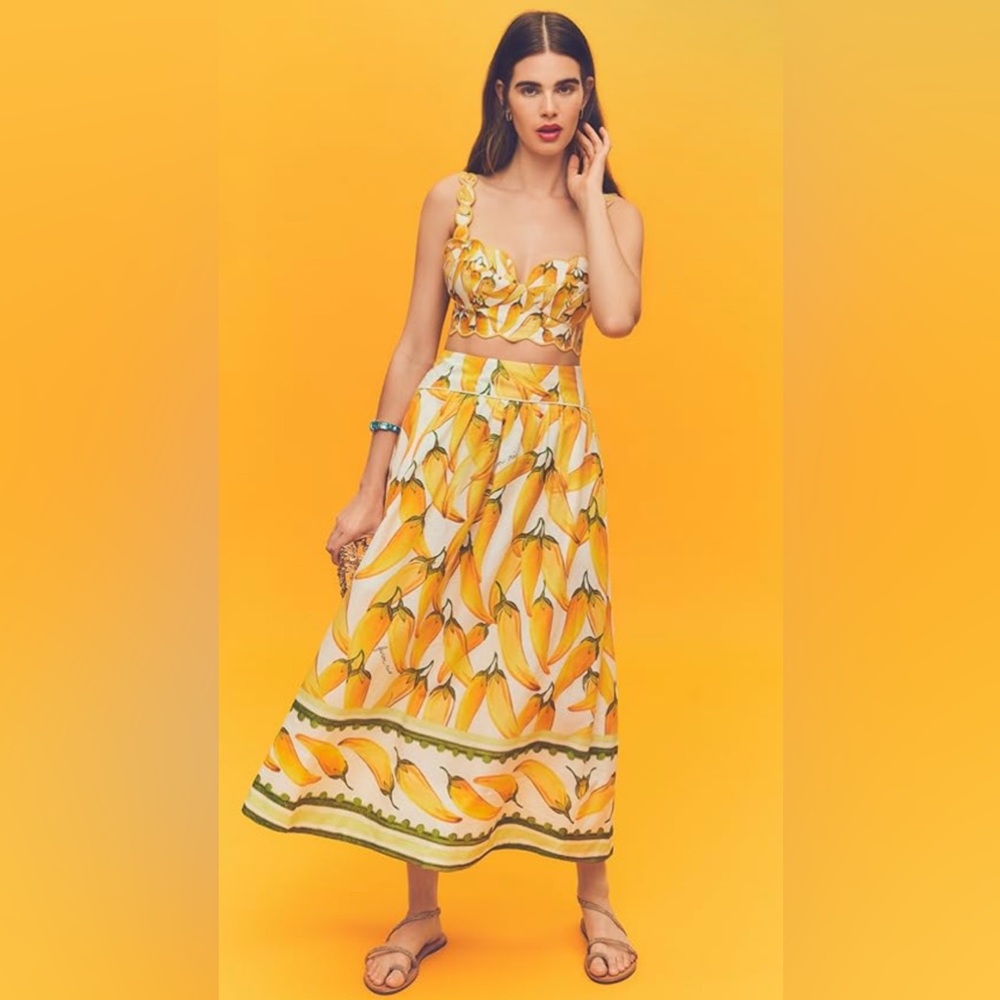 $180 MRSP | FARM Rio - Peppers Off-White Maxi Skirt | NWT | XS